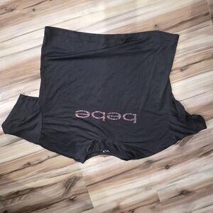 bebe Black Top with Cheetah Print Logo